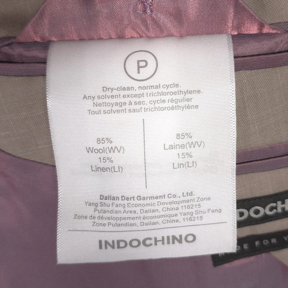 INDOCHINO Sport Coat Blazer WOOL LINEN‎ Blend Size 42R Jacket 1 Button Designer